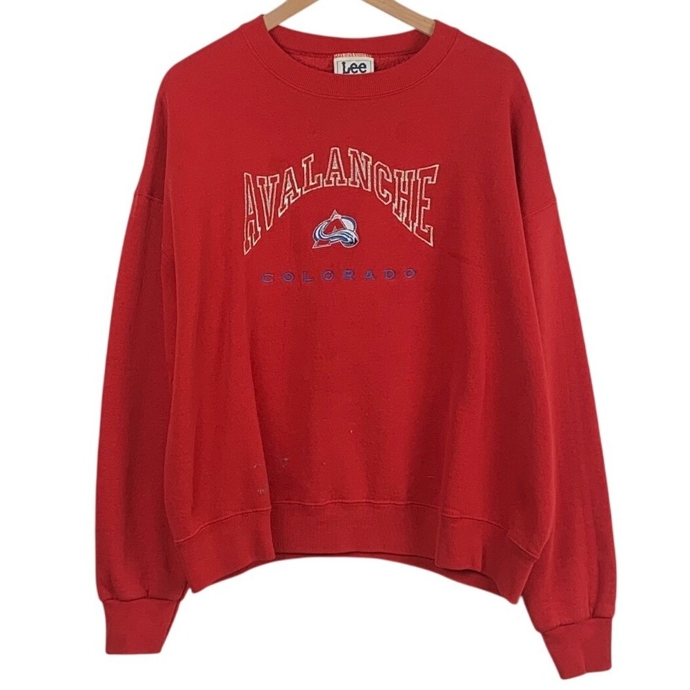 VTG 90s LEE Sport Colorado Avalanche NHL Sweatshirt Men's XL Red Made in USA